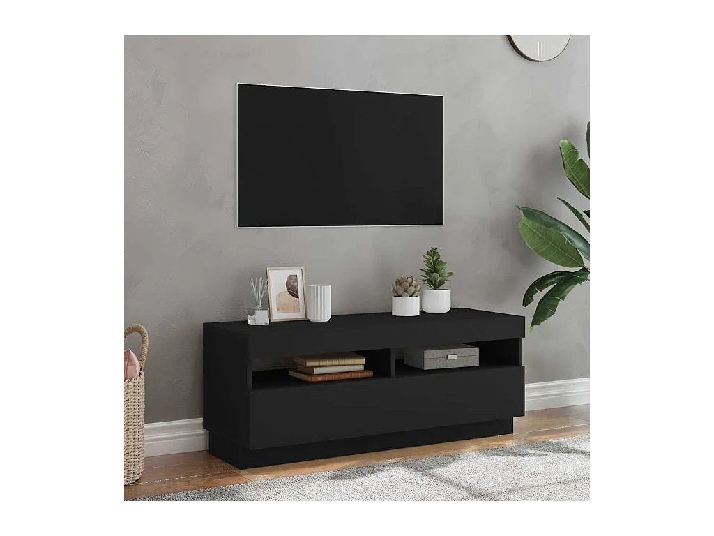 Mueble de TV | Mueble de salón con luces LED negro 100x35x40 cm