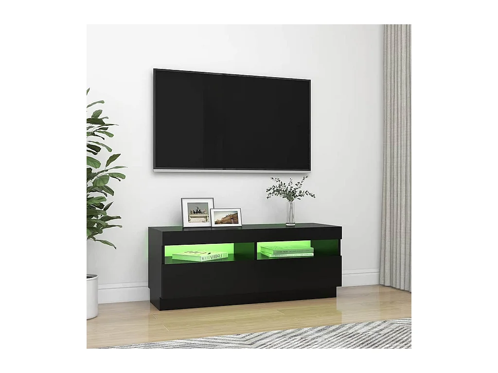 Mueble de TV | Mueble de salón con luces LED negro 100x35x40 cm