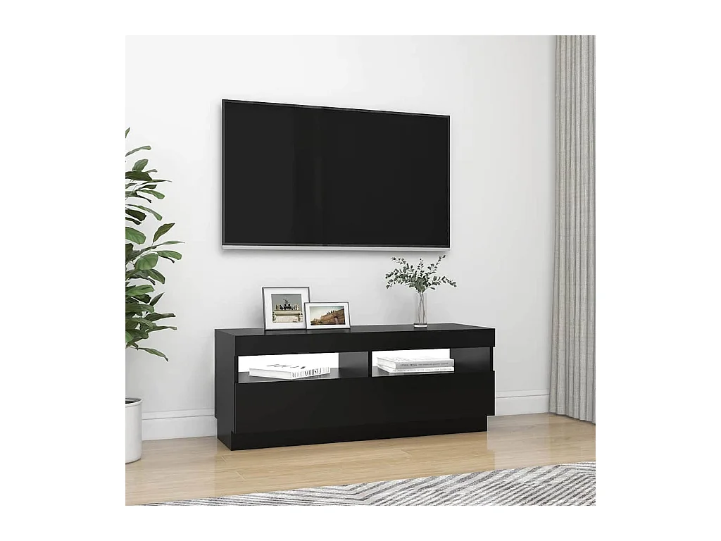 Mueble de TV | Mueble de salón con luces LED negro 100x35x40 cm