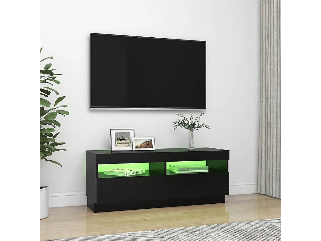 Mueble de TV | Mueble de salón con luces LED negro 100x35x40 cm