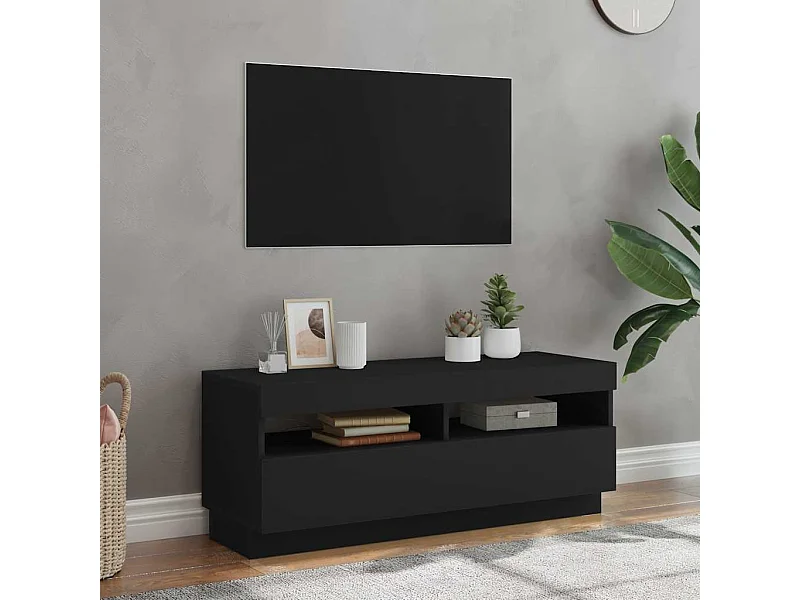 Meuble TV | Banc TV | Armoire TV avec lumières LED noir 100x35x40 cm