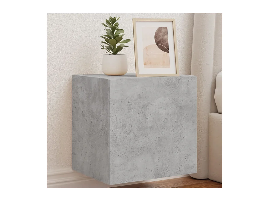 Mueble de TV | Mueble de salón de pared con luces LED gris hormigón 40,5x35x40 cm