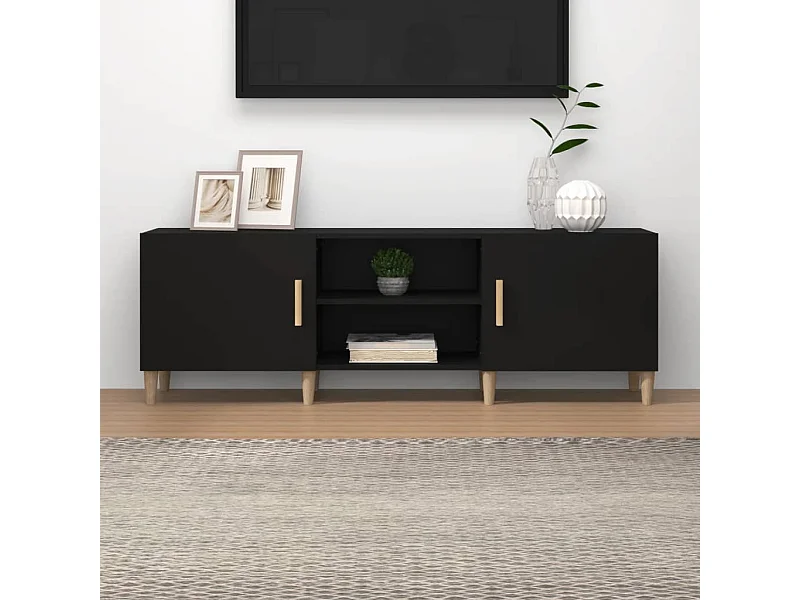 Mueble para TV  | Gabinete de TV |  Mueble de salón madera contrachapada negro 150x30x50 cm
