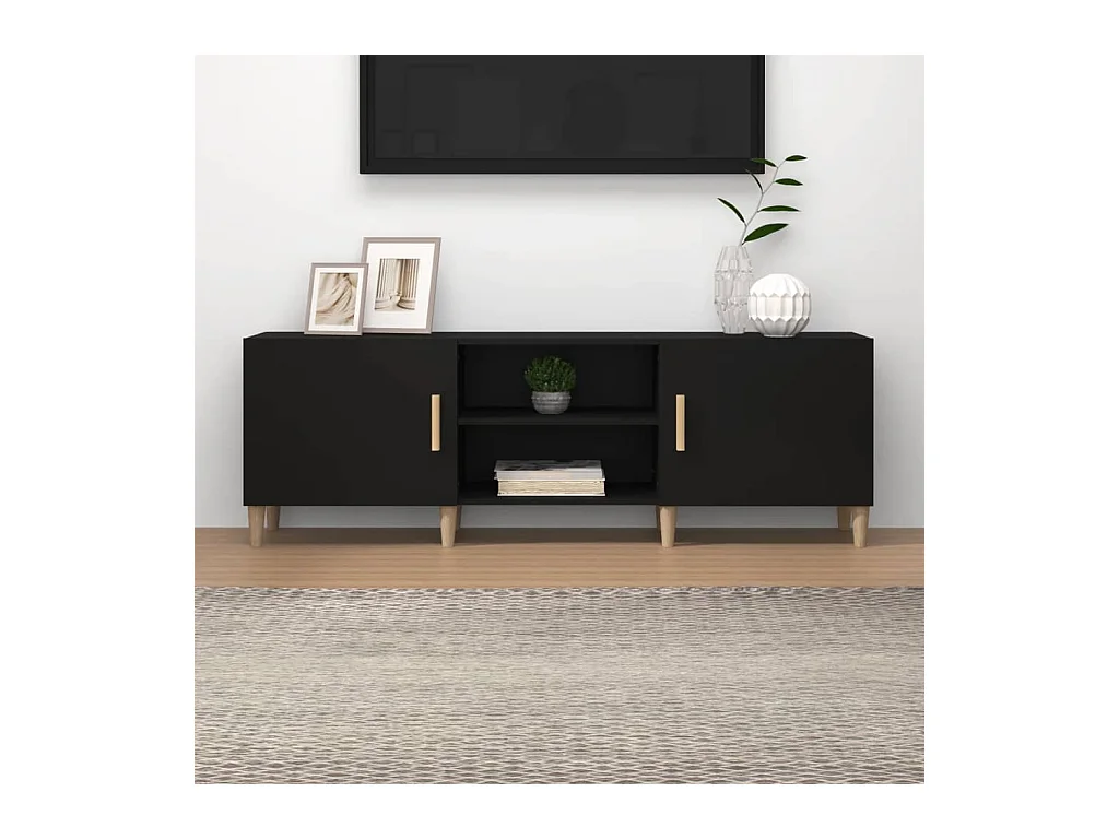 Mueble para TV  | Gabinete de TV |  Mueble de salón madera contrachapada negro 150x30x50 cm