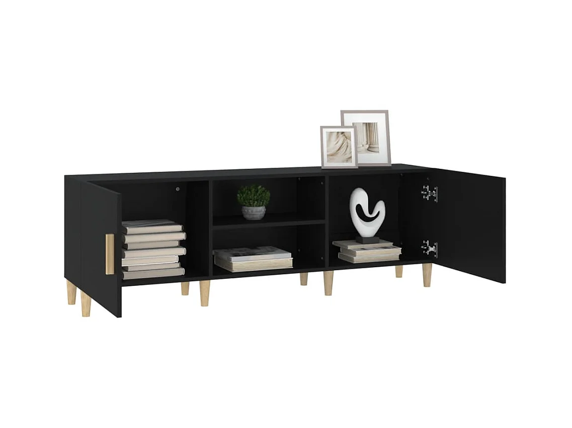 Mueble para TV  | Gabinete de TV |  Mueble de salón madera contrachapada negro 150x30x50 cm