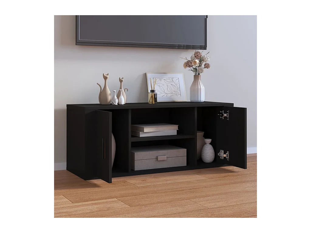 Mueble para TV  | Gabinete de TV |  Mueble de salón madera contrachapada negra 100x35x40 cm