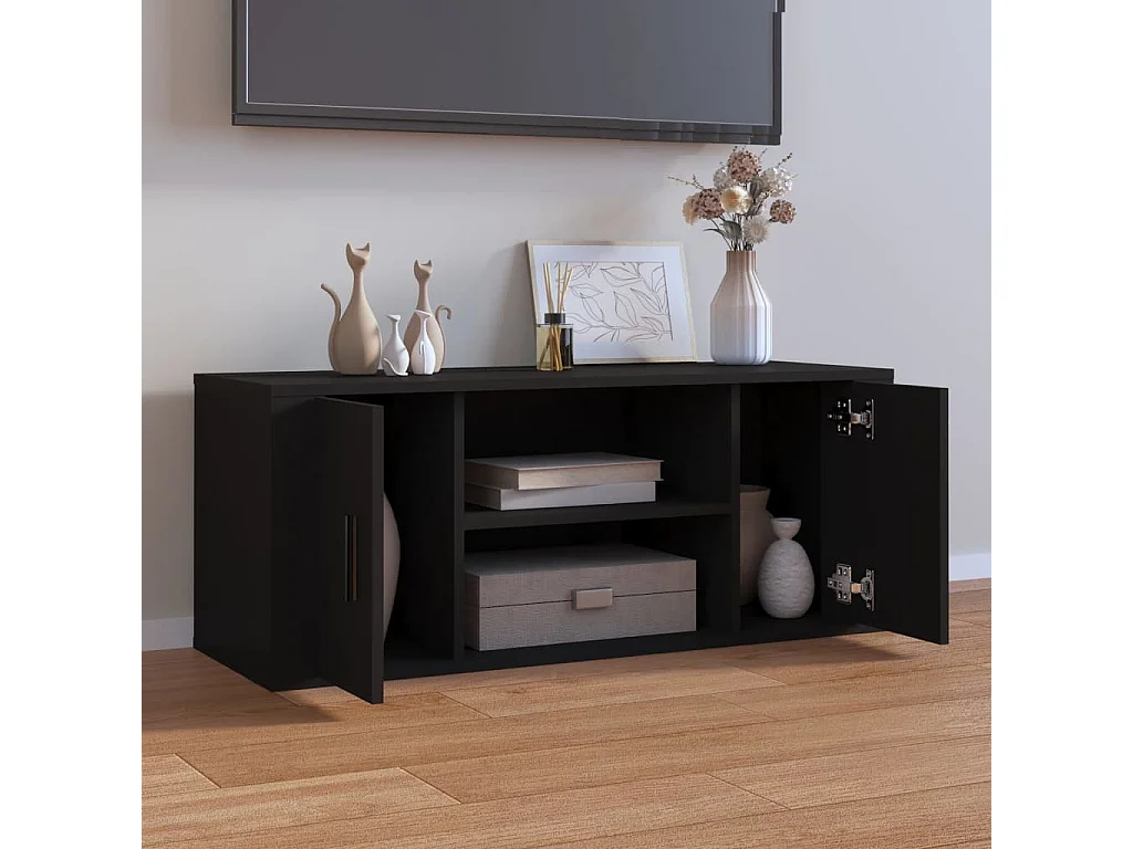 Mueble para TV  | Gabinete de TV |  Mueble de salón madera contrachapada negra 100x35x40 cm