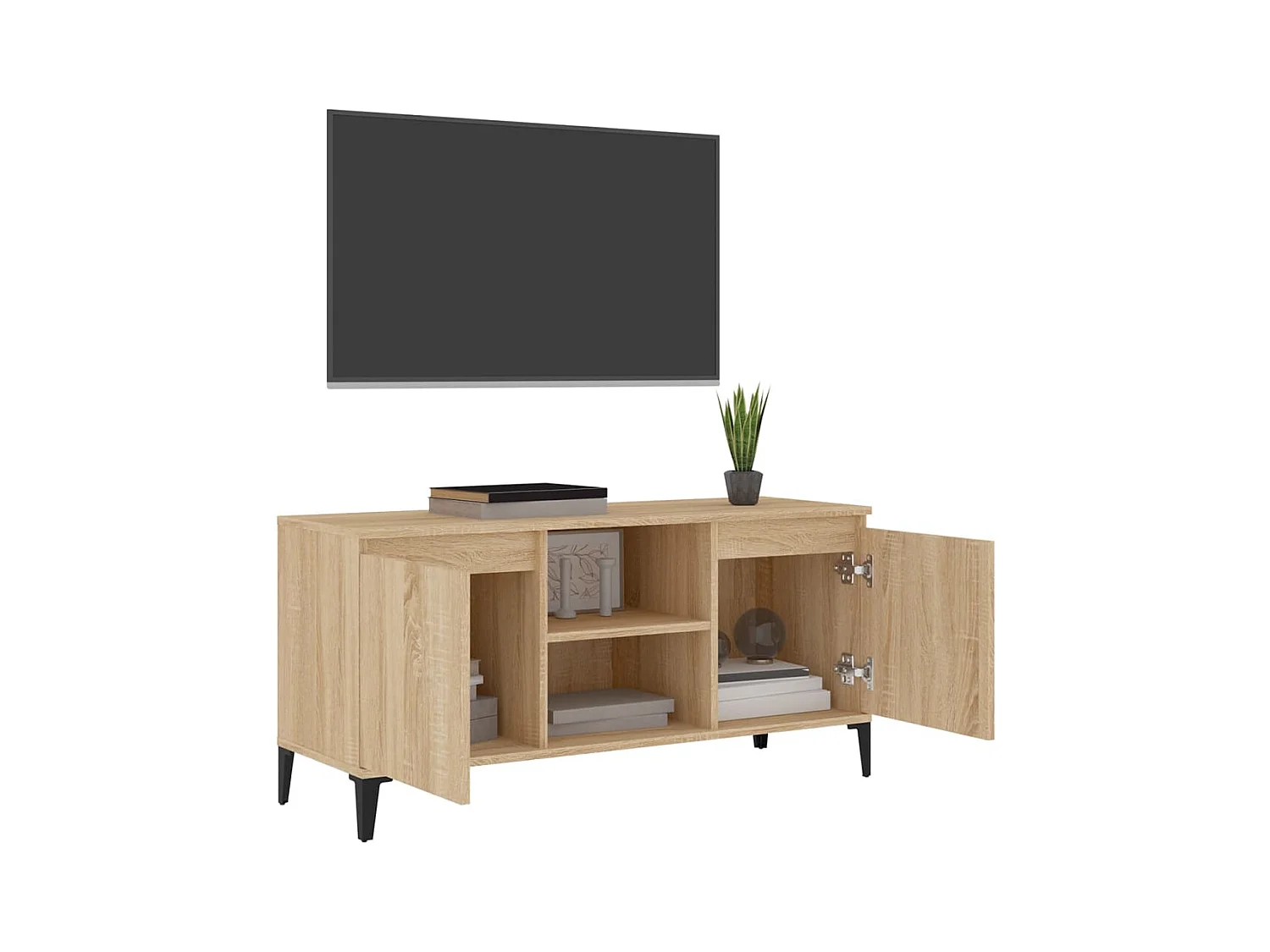 Mueble de TV | Mueble de salón con patas metal color roble Sonoma 103,5x35x50 cm