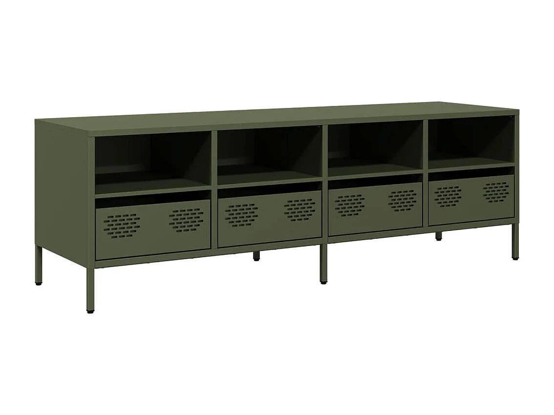 Meuble TV | Banc TV | Armoire TV vert olive 135x39x43,5 cm acier laminé à froid