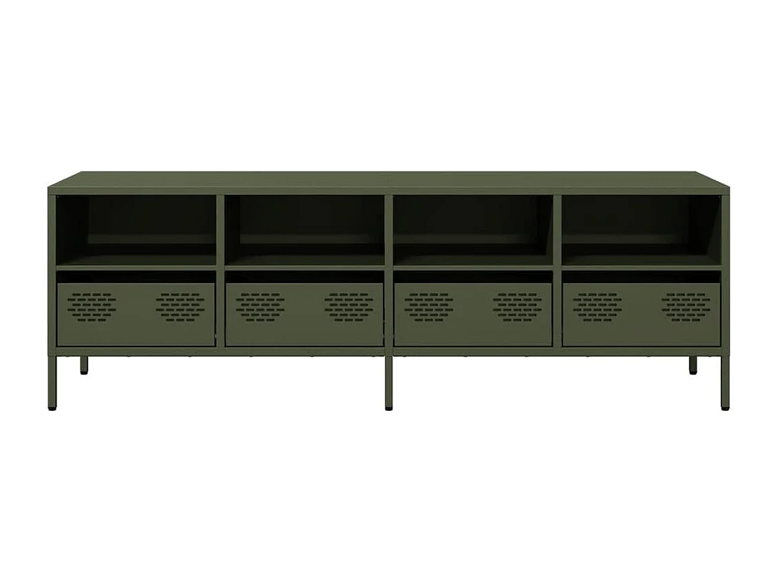 Meuble TV | Banc TV | Armoire TV vert olive 135x39x43,5 cm acier laminé à froid
