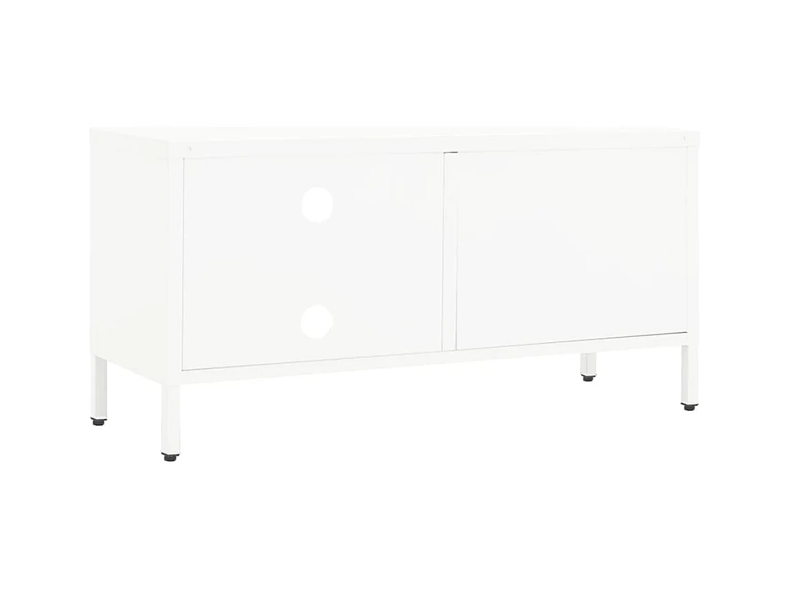Mueble TV | Mueble para el televisor acero y vidrio blanco 90x30x44 cm