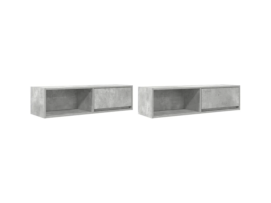 Tv-meubelen | Tv-Banken | TV-kasten 2 st 100x31x25,5 cm bewerkt hout betongrijs