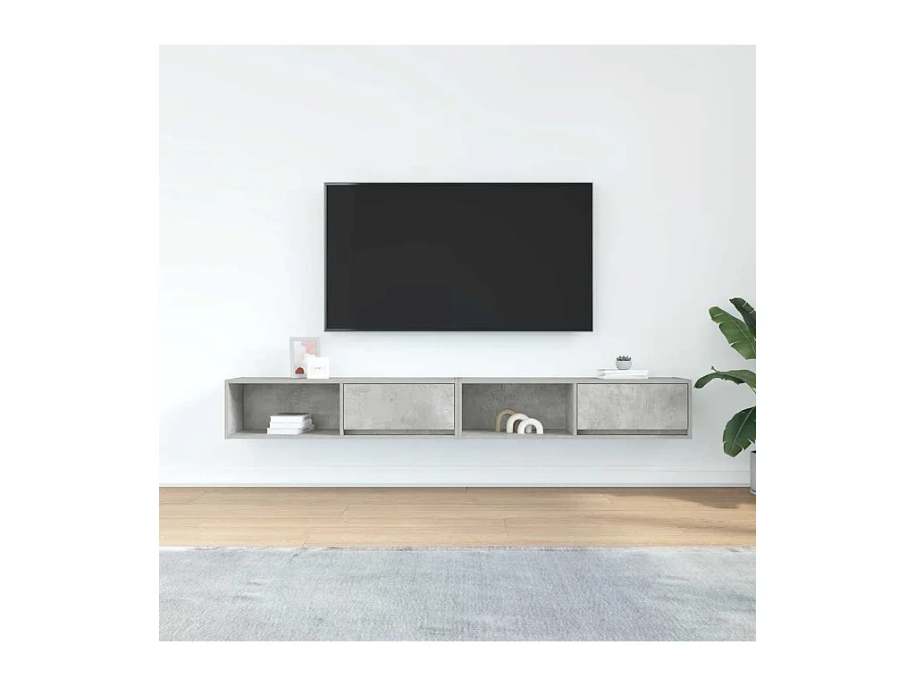 Tv-meubelen | Tv-Banken | TV-kasten 2 st 100x31x25,5 cm bewerkt hout betongrijs