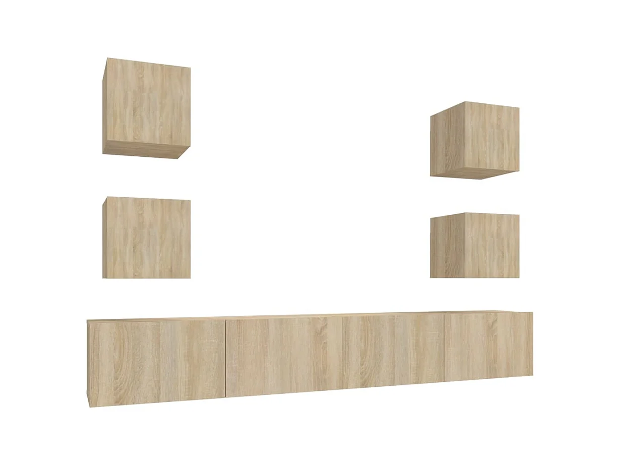 Ensemble de meubles TV | Bancs TV | Armoires TV 6 pcs Chêne sonoma Bois d'ingénierie