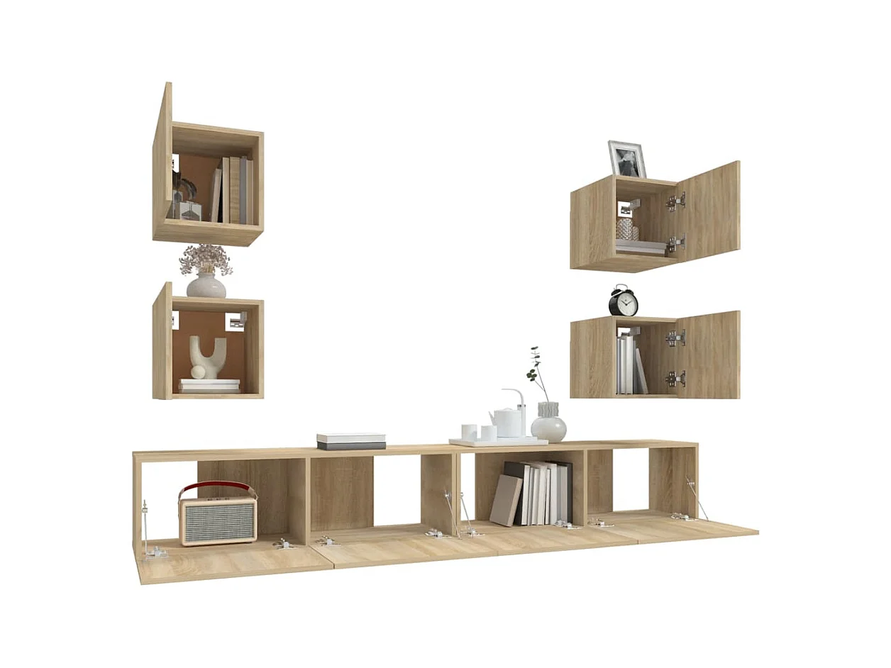 Ensemble de meubles TV | Bancs TV | Armoires TV 6 pcs Chêne sonoma Bois d'ingénierie