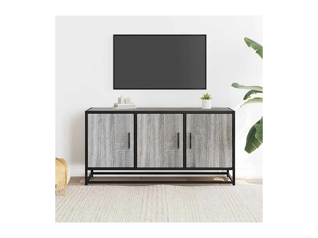 Tv-meubel | Tv-Bank | TV-kast100x35x50 cm bewerkt hout metaal grijs sonoma eiken
