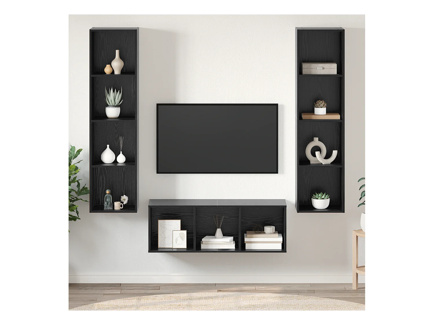 Ensemble de meubles TV | Bancs TV | Armoires TV 3 pcs Chêne noir 37 x 37 x 142.5 cm