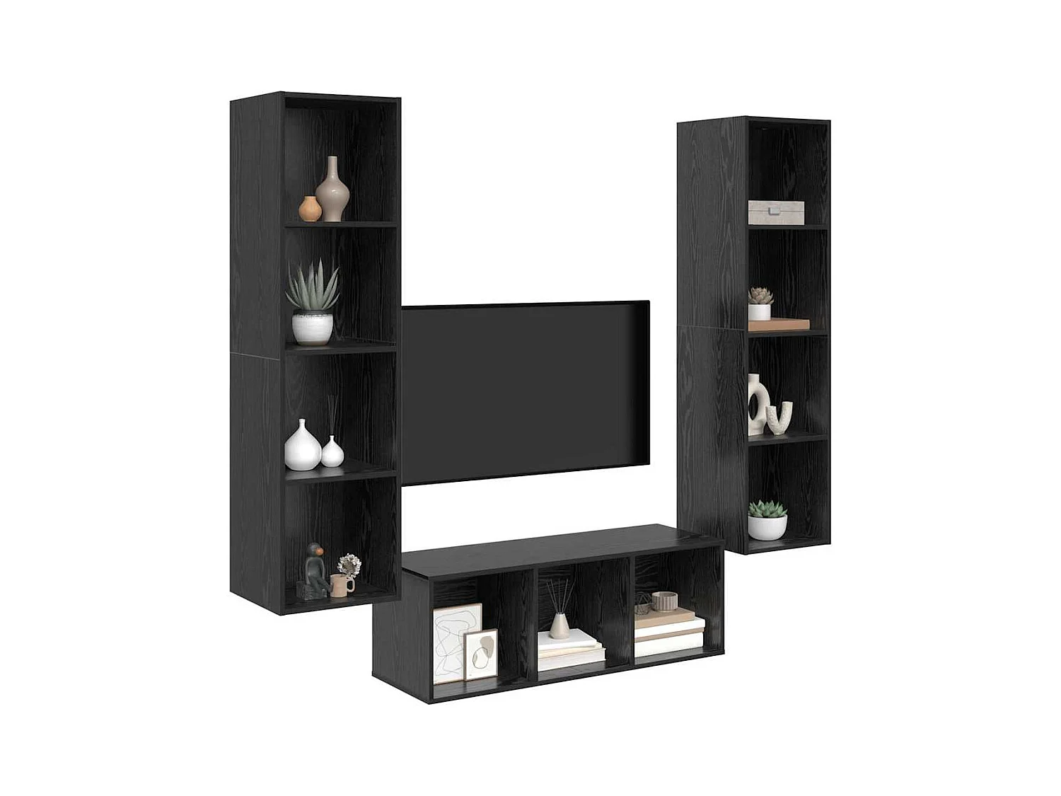 Ensemble de meubles TV | Bancs TV | Armoires TV 3 pcs Chêne noir 37 x 37 x 142.5 cm