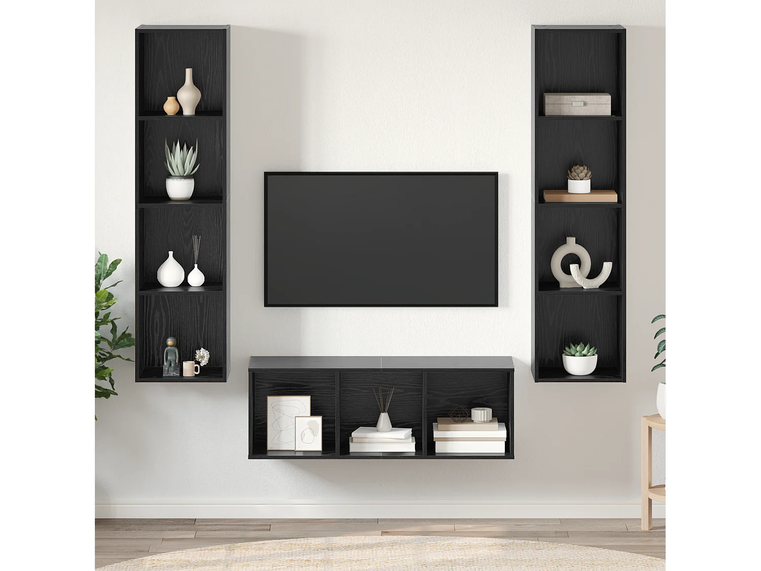 Ensemble de meubles TV | Bancs TV | Armoires TV 3 pcs Chêne noir 37 x 37 x 142.5 cm
