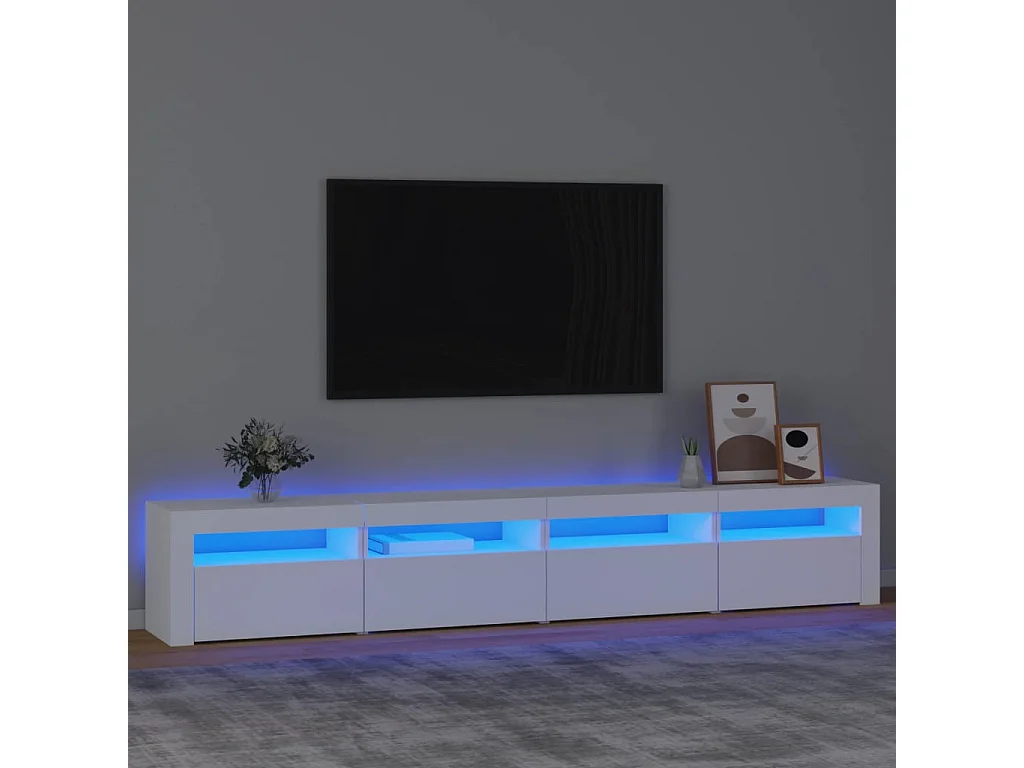Meuble TV | Banc TV | Armoire TV avec lumières LED Blanc 240x35x40 cm