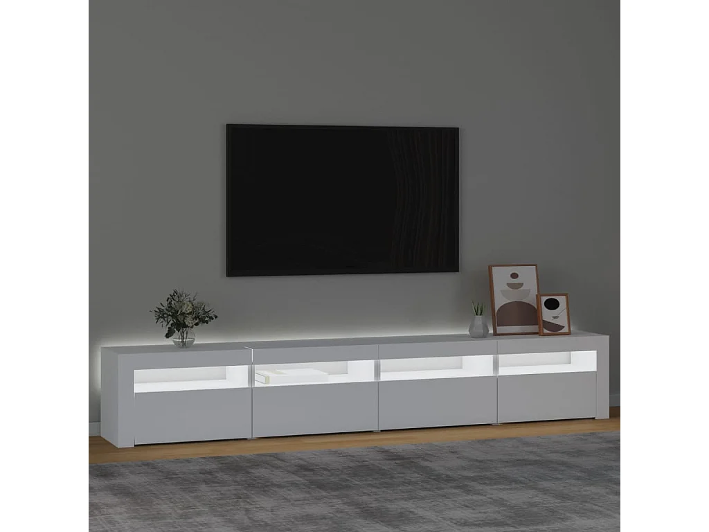 Meuble TV | Banc TV | Armoire TV avec lumières LED Blanc 240x35x40 cm