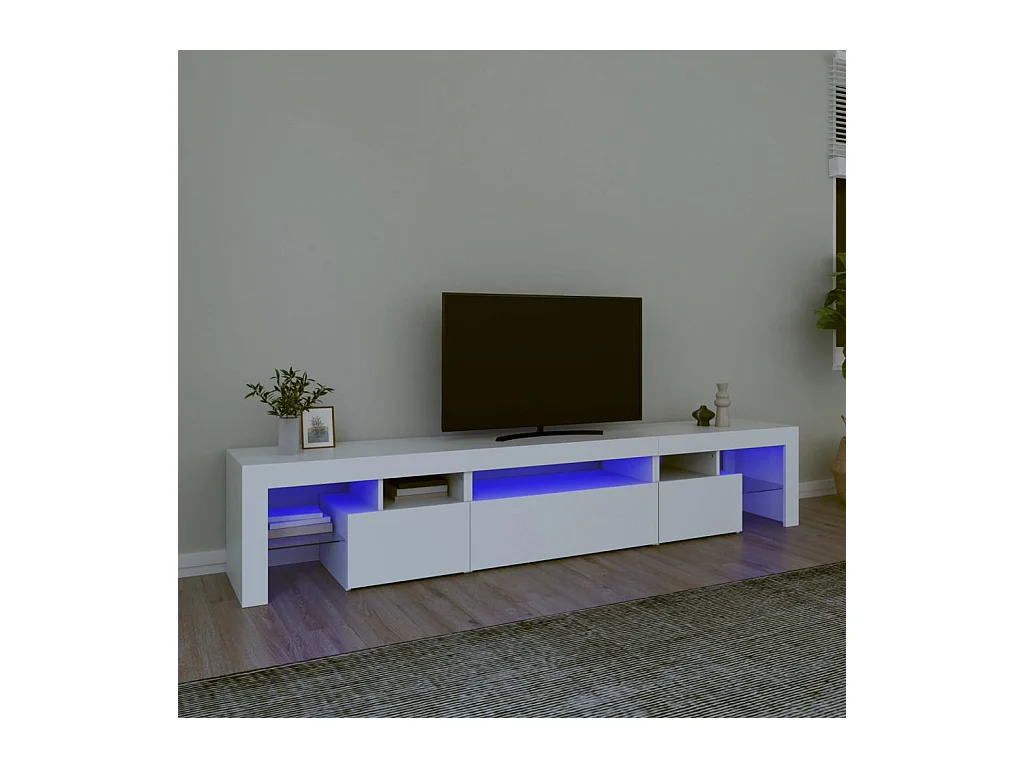 Mueble de TV | Mueble de salón con luces LED blanco 215x36,5x40 cm