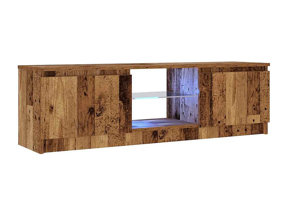 Mueble TV | Gabinete de TV | Mueble de salón luces LED madera ingeniería envejecida 120x30x36 cm