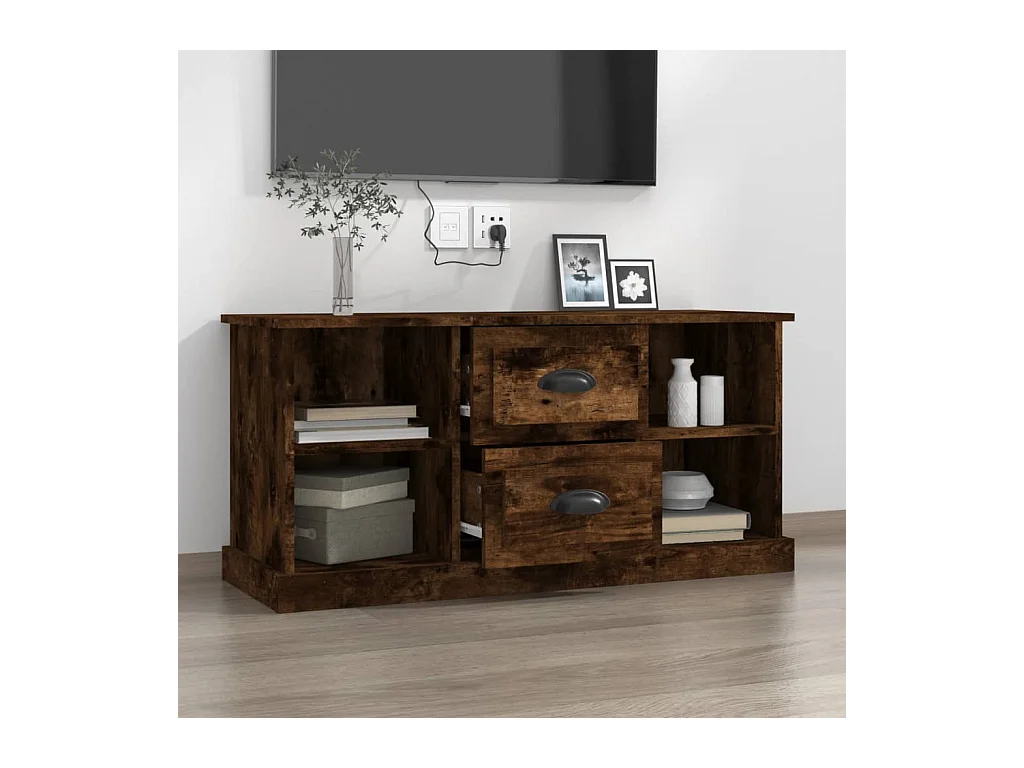 Mueble de TV | Mueble de salón madera contrachapada roble ahumado 99,5x35,5x48 cm