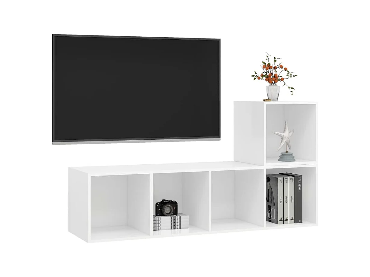2-delige Tv-meubelset | Tv-Bank | TV-kast spaanplaat wit