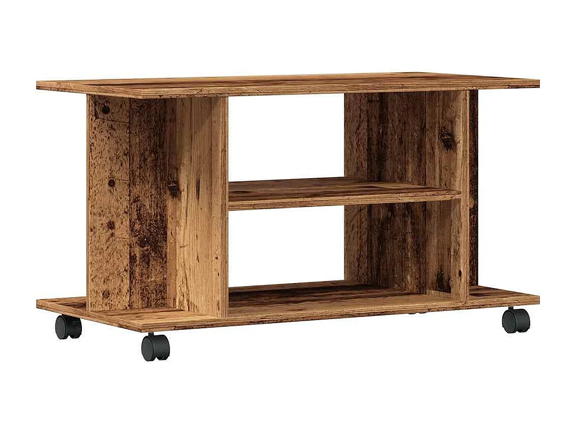 Tv-meubel | Tv-Bank | TV-kastmet wieltjes 80x40x45 cm bewerkt hout oud houtkleurig