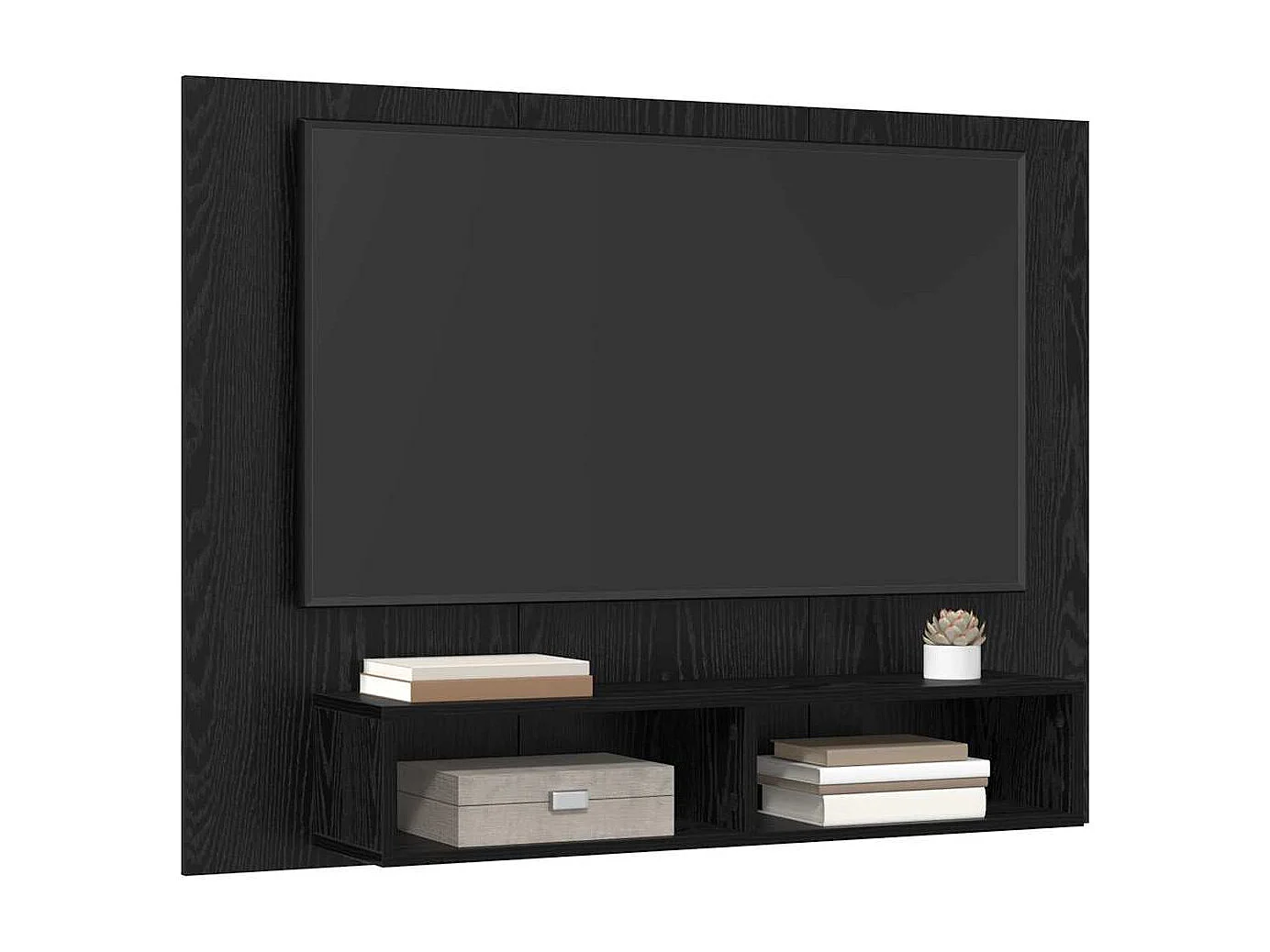 Wand TV kast | Tv-meubel | Tv-Bank Zwart eiken 120 x 23.5 x 90 cm Bewerkt hout