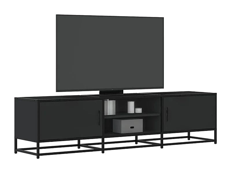 Tv-meubel | Tv-Bank | TV-kast160x35x41 cm bewerkt hout en metaal zwart