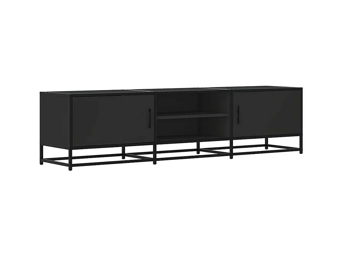 Tv-meubel | Tv-Bank | TV-kast160x35x41 cm bewerkt hout en metaal zwart