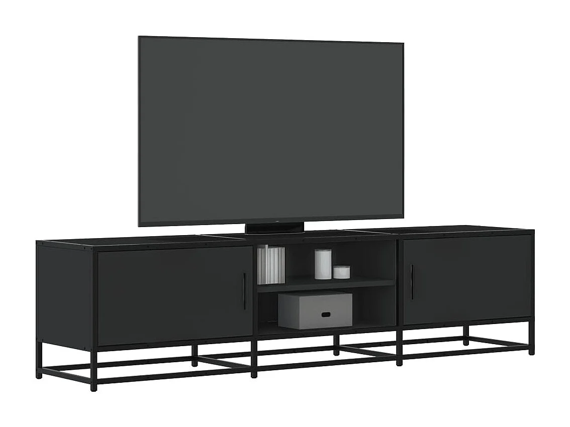 Meuble TV | Banc TV | Armoire TV noir 160x35x41 cm bois d'ingénierie et métal
