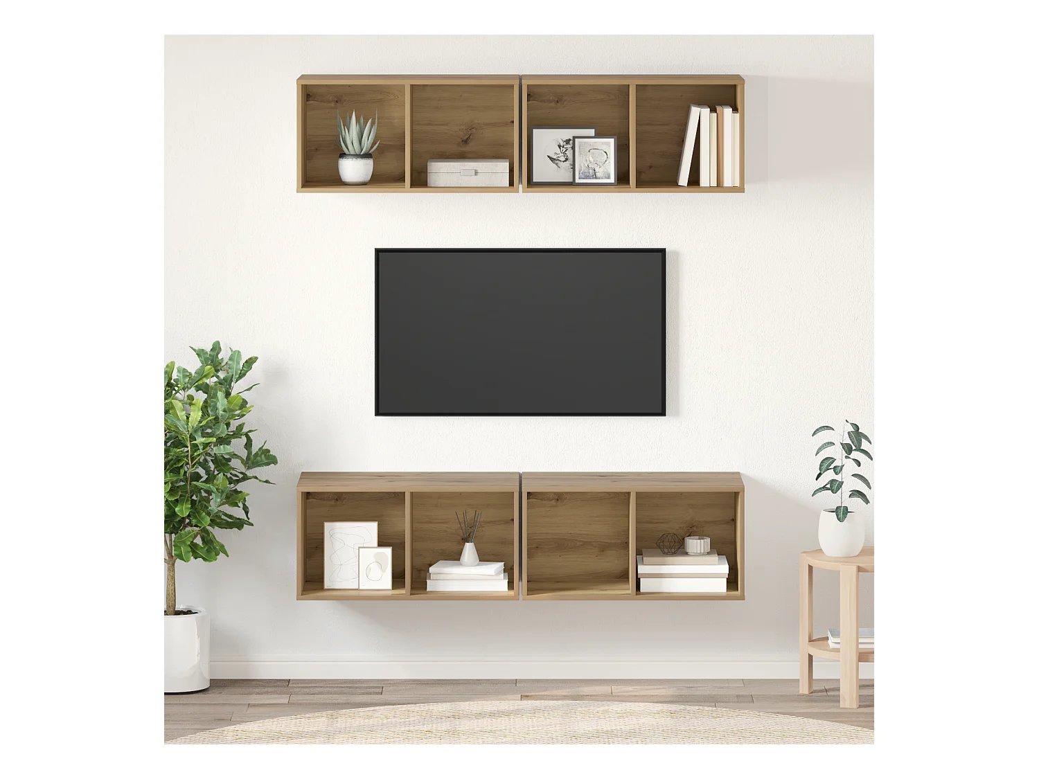 Mobile TV | Armadietto TV da Parete 4 pcs rovere artigianale 37 x 37 x 72 cm