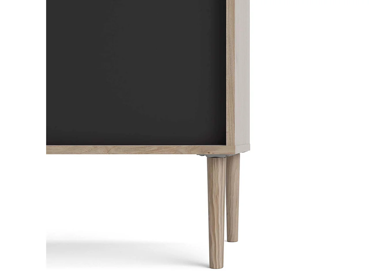 Penny dressoir 2 schuifdeuren en 3 laden Hickory decor en mat zwart.