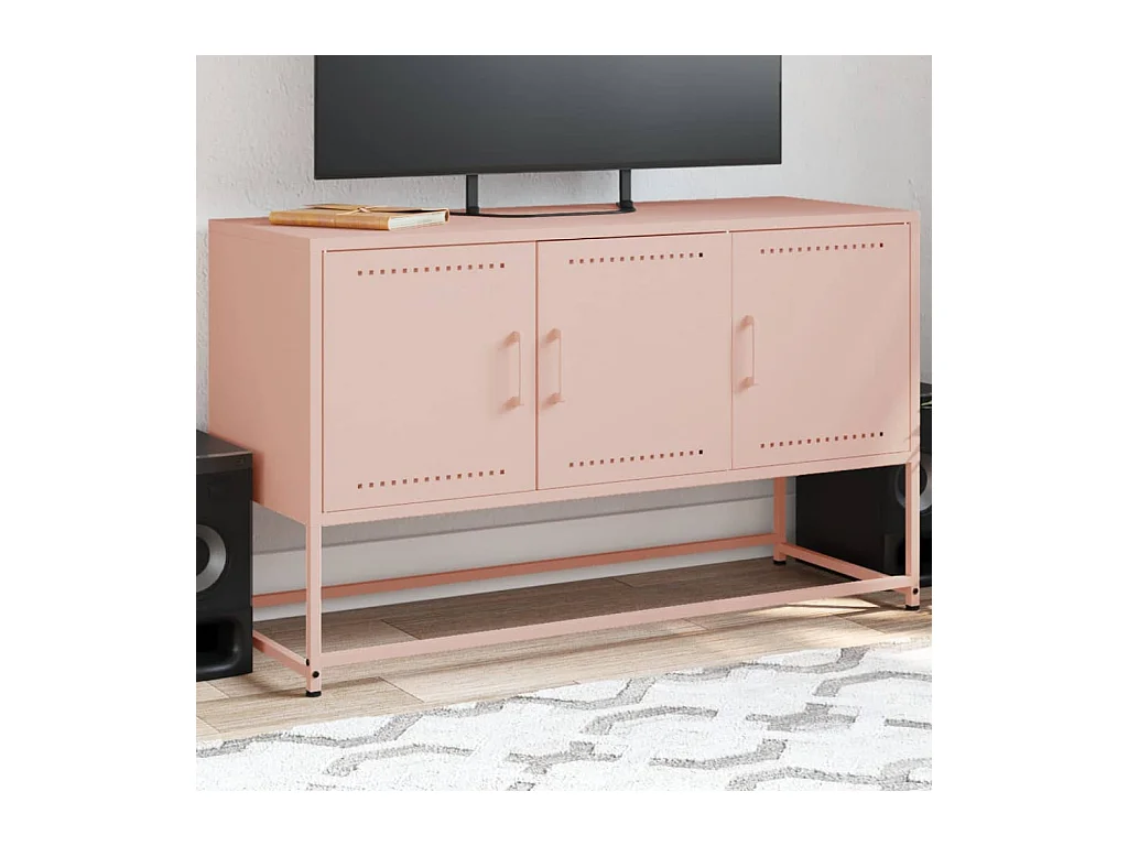 Mueble para TV  | Gabinete de TV |  Mueble de salón de acero rosa 100,5x39x60,5 cm