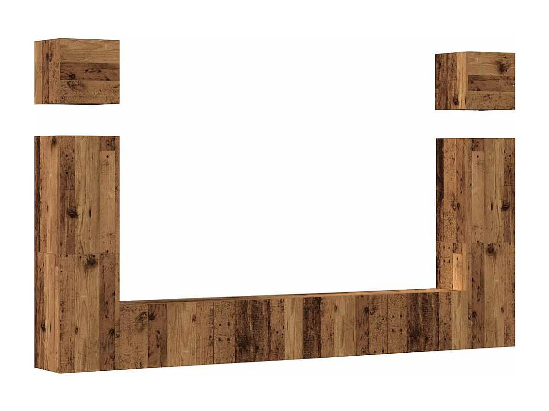 Set Mobile TV | Armadietto TV 6 pz Montato a Parete Legno Antico in Truciolato
