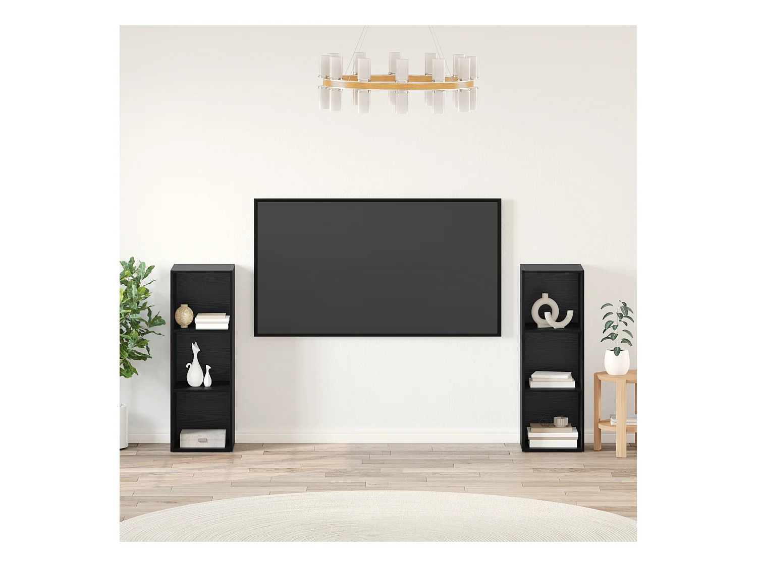 Conjunto de Mueble de TV | Mueble de salón 2 pcs Roble negro 107 x 35 x 37 cm