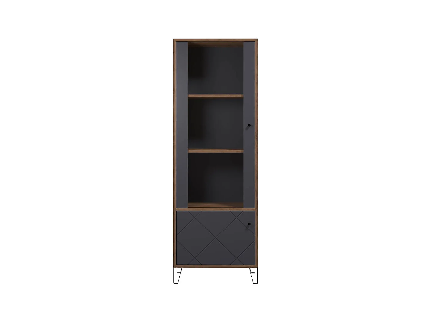 Montez Vitrinenschrank 2 Türen, graphite.