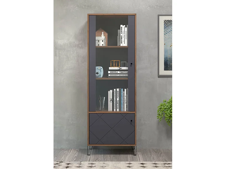 Montez vitrinekast 2 deuren, grafiet.