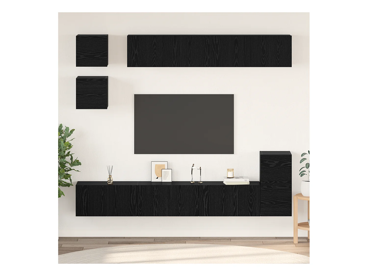 Tv-meubelset | Tv-Bank | TV-kast met plank Anders met opslag 8 pcs Zwart Eiken