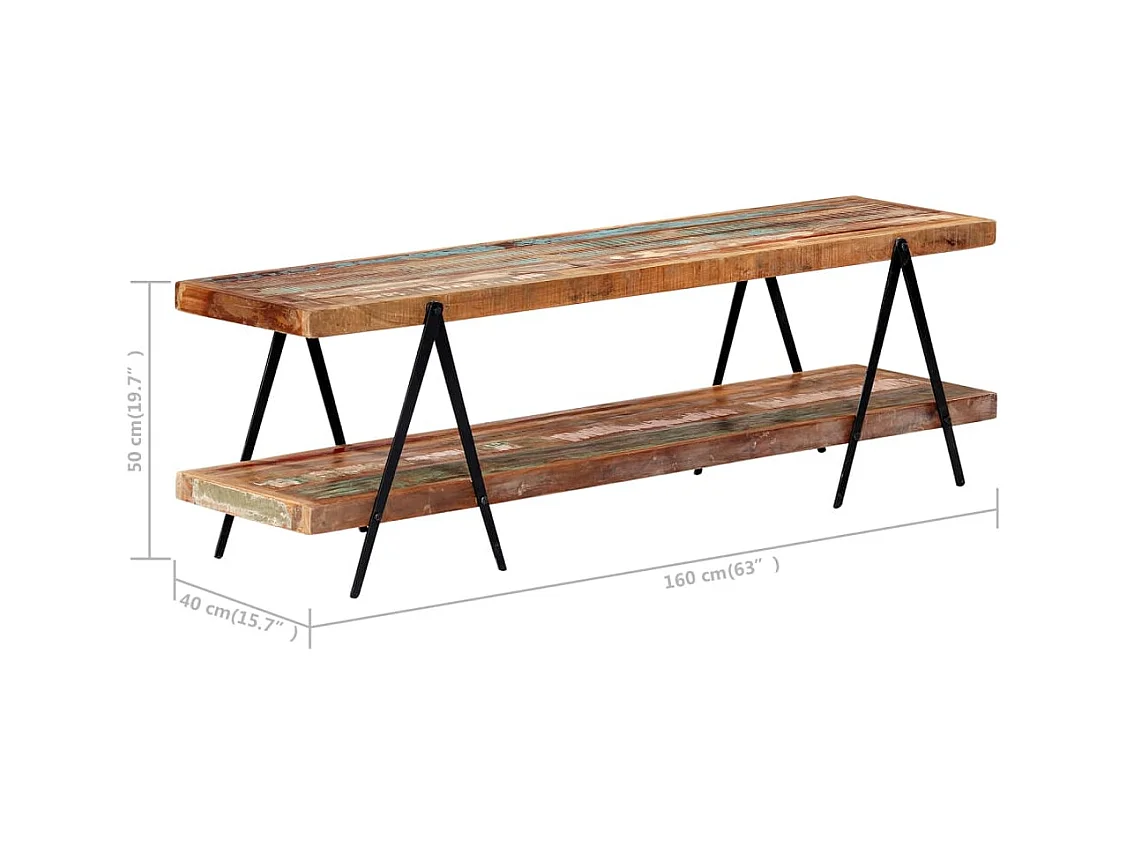 Mueble para TV  | Gabinete de TV |  Mueble de salón de madera maciza reciclada 160x40x50 cm