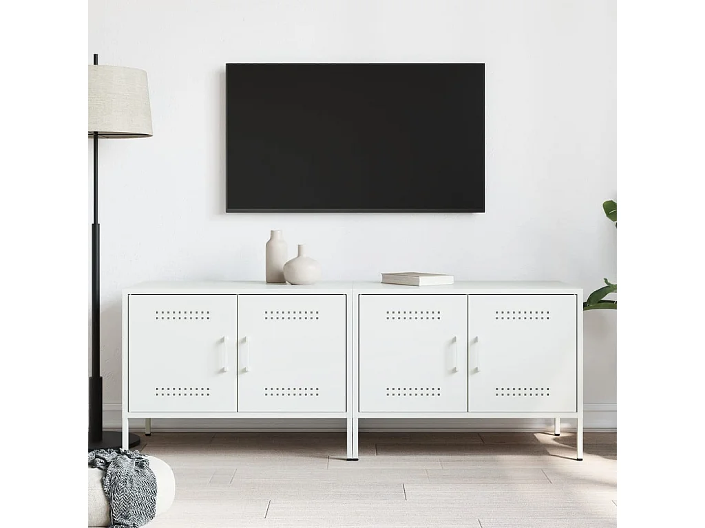 Meubles TV | Bancs TV | Armoires TV 2 pcs blanc 68x39x50,5 cm acier