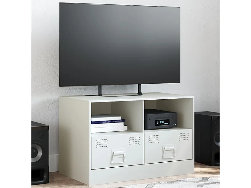 Meuble TV | Banc TV | Armoire TV blanc 67x39x44 cm acier