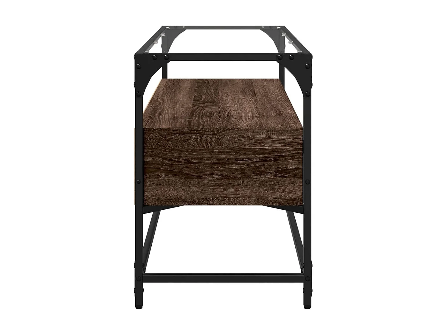 Meuble TV | Banc TV | Armoire TV avec dessus en verre chêne marron bois d'ingénierie