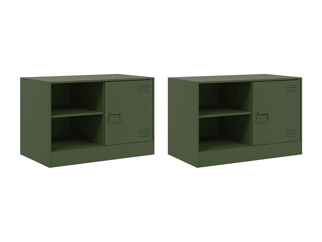 muebles para TV  | Gabinetes de TV |  Muebles de salón 2 unidades acero verde oliva 67x39x44 cm