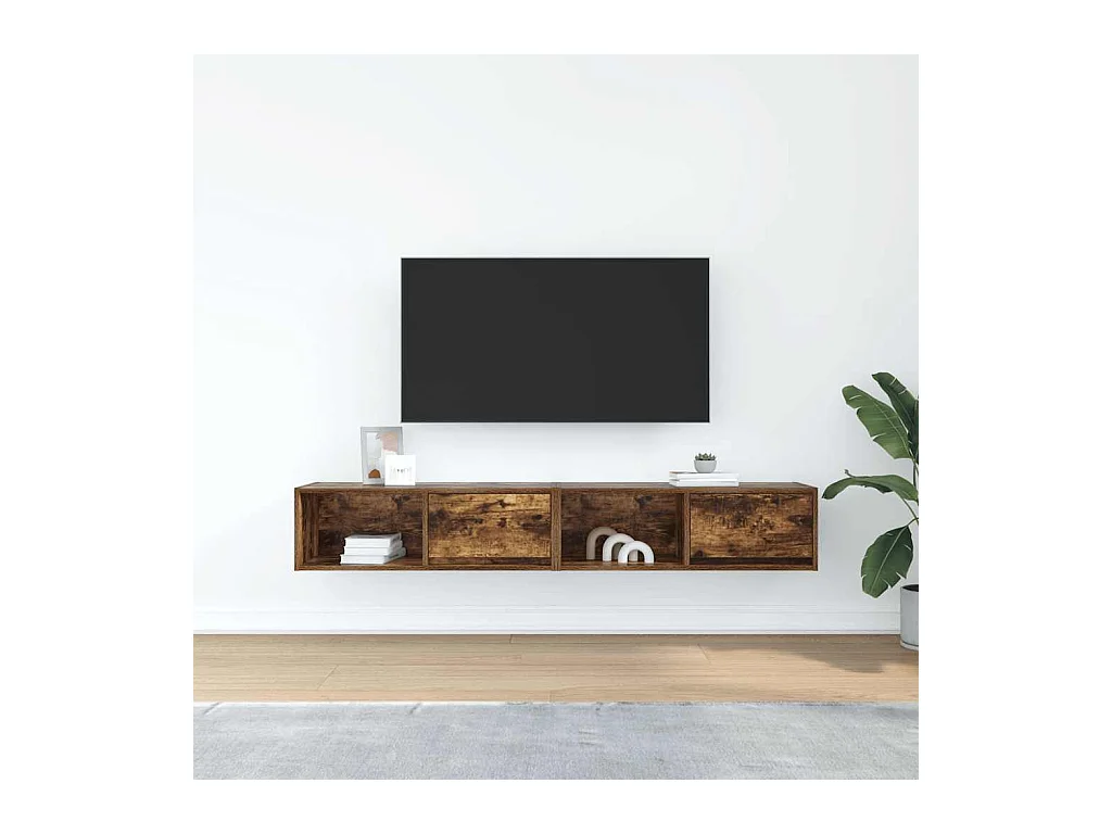 Mobili TV | Armadietti TV 2 pz Rovere Fumo 80x31x25,5 cm Legno Multistrato