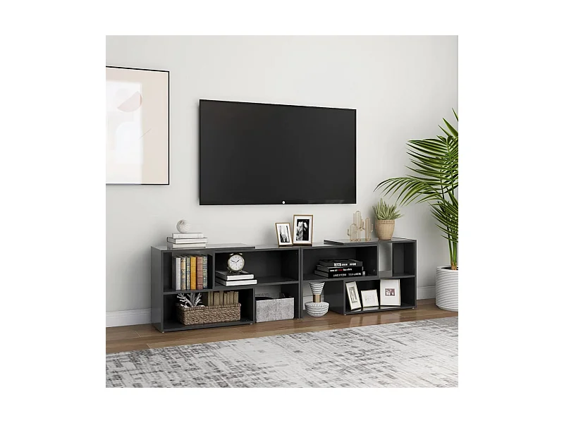 Mueble de TV | Mueble de salón madera contrachapada gris 149x30x52 cm