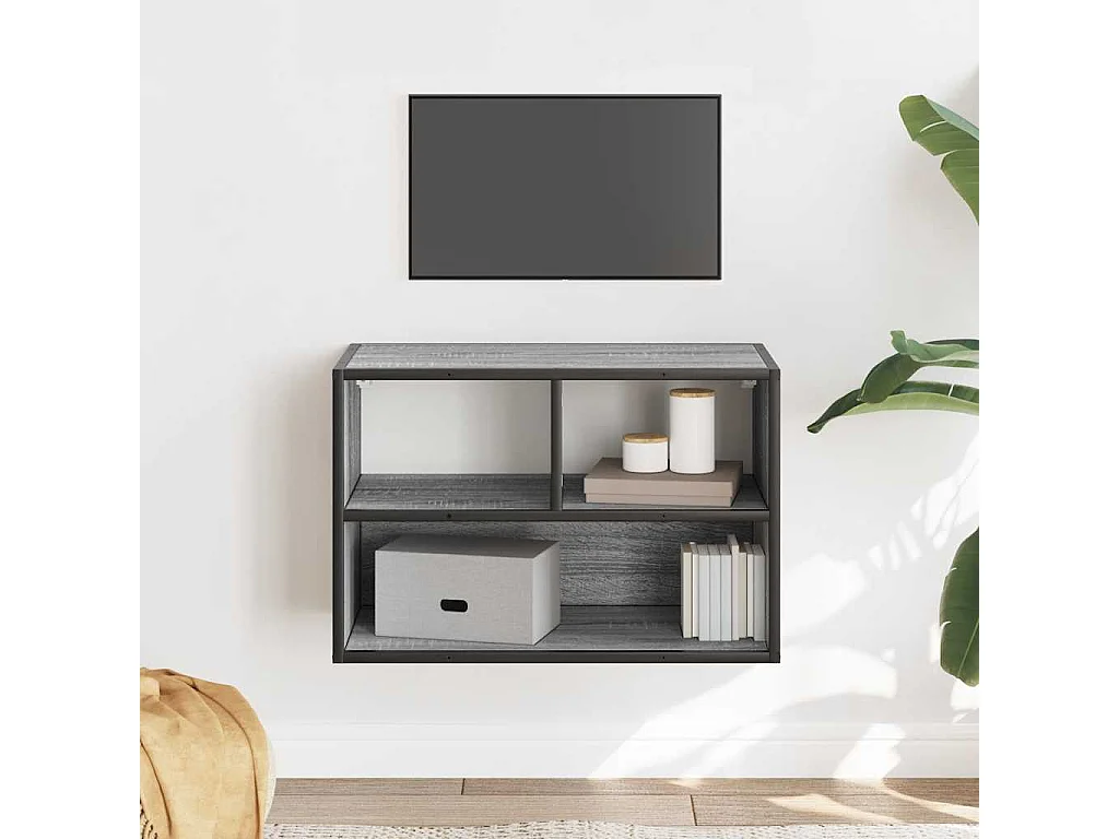 Tv-meubel | Tv-Bank | TV-kast60x31x39,5 cm bewerkt hout metaal grijs sonoma eiken